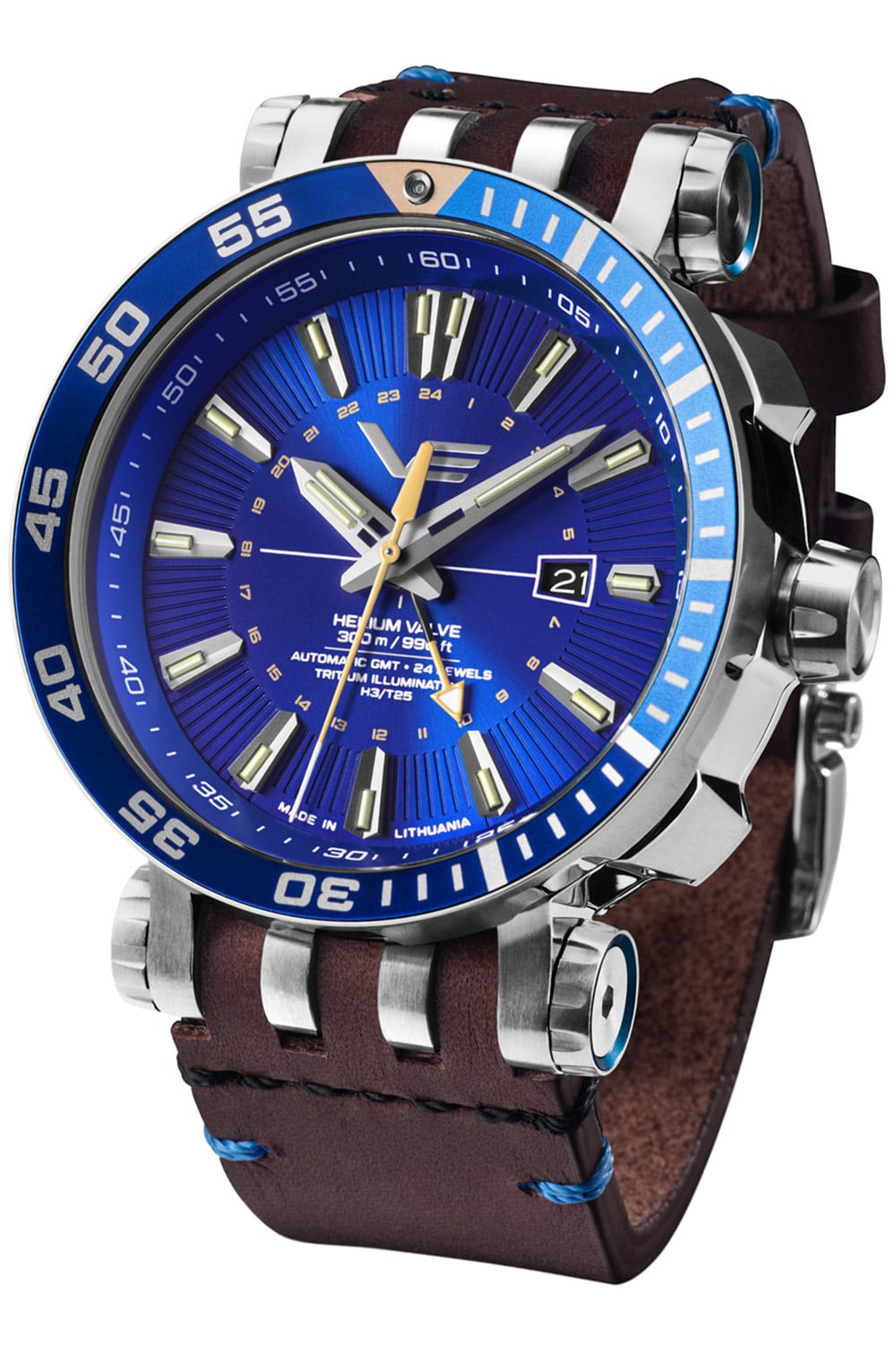Vostok Europe NH34-575A716BLUE Herrenuhr Automatik GMT Energia Rocket Blau 2 Bänder