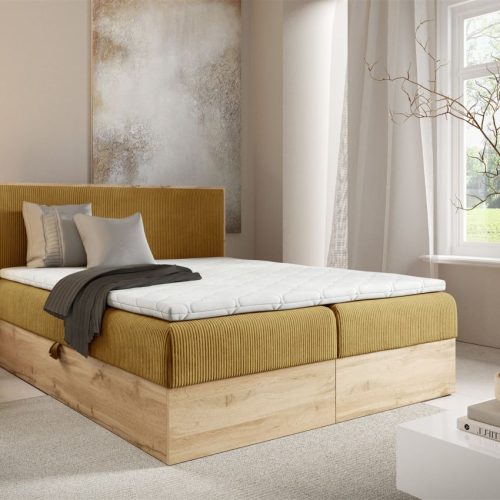 Fun Moebel - Boxspringbett Schlafzimmerbett Roland 200x220cm In Stoff Lincoln Honiggelb Fun Moebel - Boxspringbett Schlafzimmerbett Roland 200x220cm In Stoff Lincoln Honiggelb
