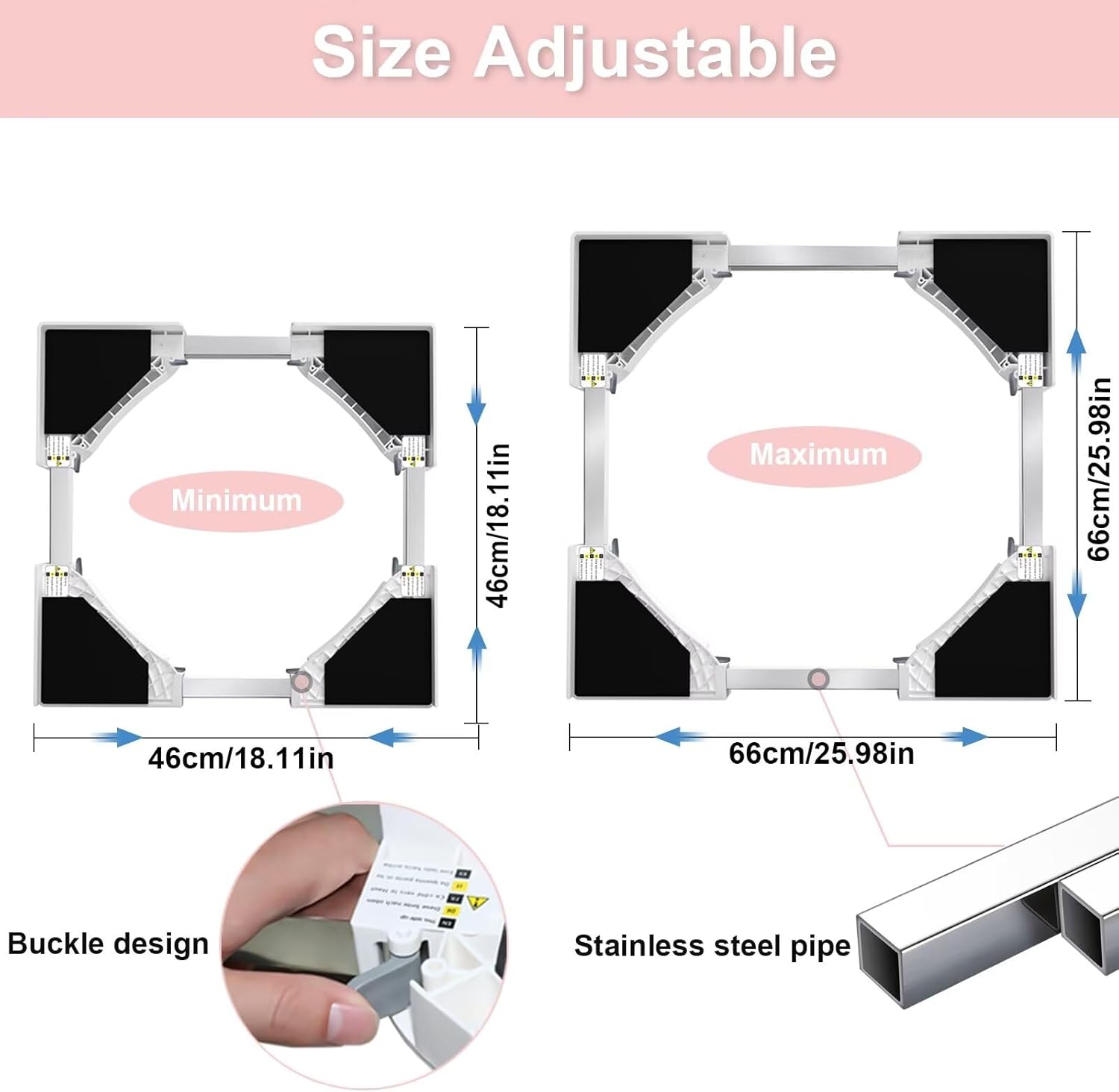 Waschmaschinen-auflagekit Höhenverstellbar 48-75cm • Stapelhalterung Für Waschmaschine & Trockner • Anti-rutsch & Platzsparend • Bis 500kg Belastbar • Inkl. Montagematerial Waschmaschinen-auflagekit Höhenverstellbar 48-75cm • Stapelhalterung Für Waschmaschine & Trockner • Anti-rutsch & Platzsparend • Bis 500kg Belastbar • Inkl. Montagematerial