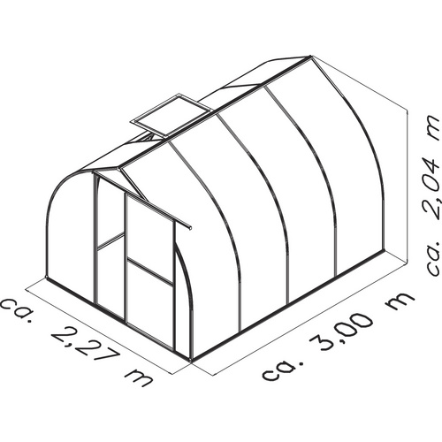 KGT Gewächshaus »Rhodo«, 6,84 m², Kunststoff/Aluminium, winterfest - silberfarben