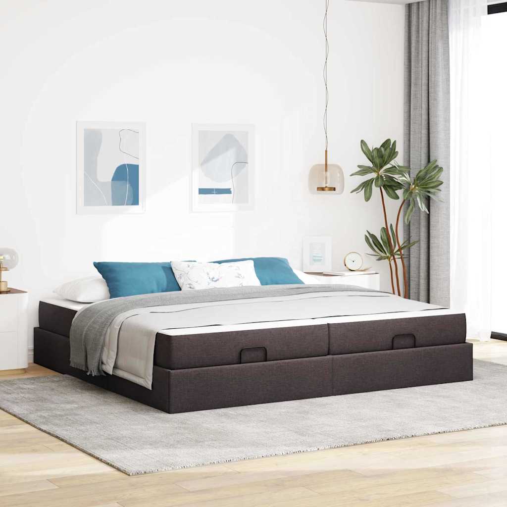 Bettgestell Mit Speicher Dunkelbraun 200 X 200 Cm Stoff Vidaxl Bettgestell Mit Speicher Dunkelbraun 200 X 200 Cm Stoff Vidaxl