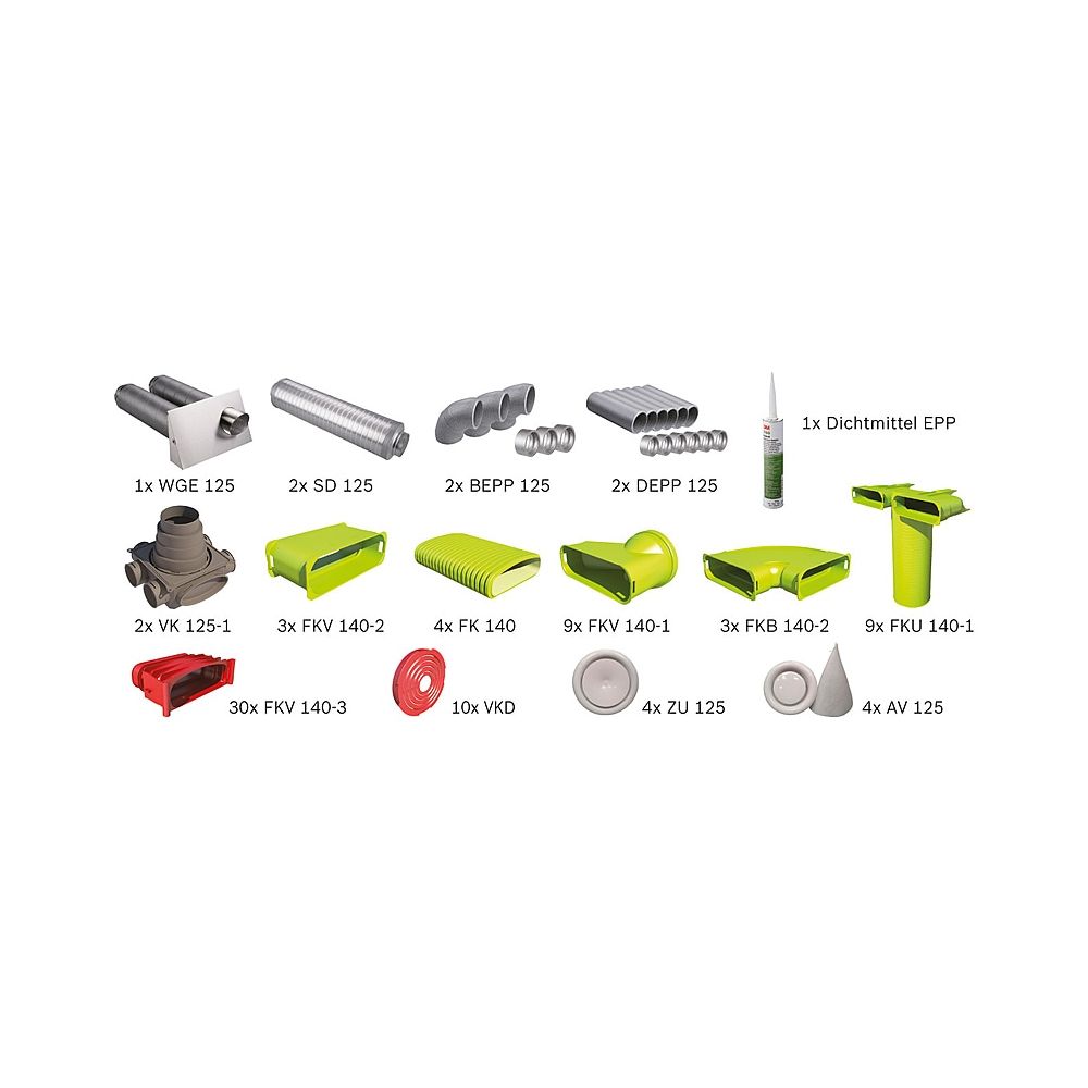 Bosch Wohnungslüftungspaket Bopa Ve111 Luftverteilpaket Flachkanal, Bis 100 M2 - 7739624337