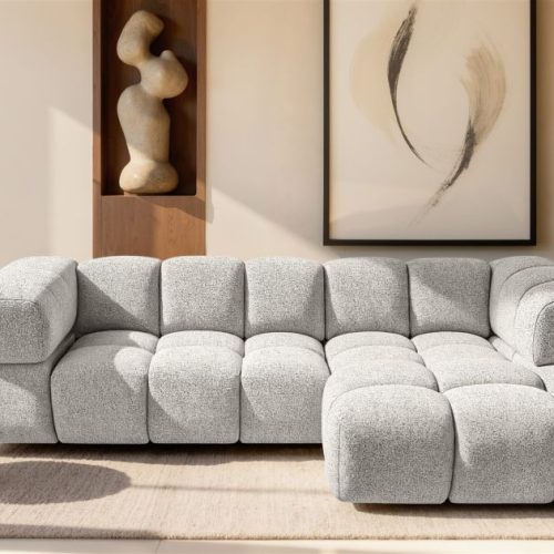 Ecksofa Designersofa Blanche In Stoff Puente Hellgrau Ottomane Rechts