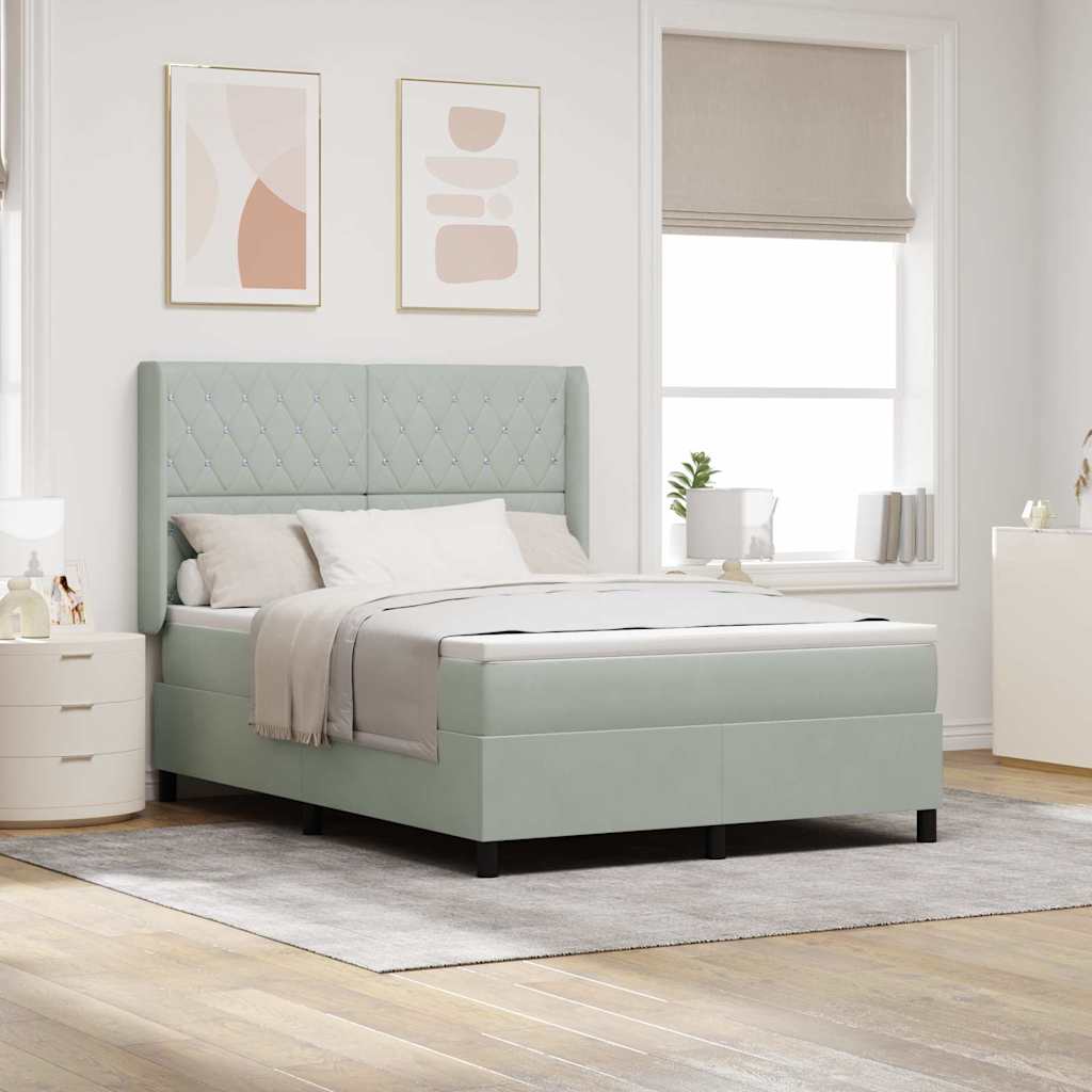 Boxspringbett Mit Kopfteil Hellgrau 140 X 190 Cm Samt Vidaxl Boxspringbett Mit Kopfteil Hellgrau 140 X 190 Cm Samt Vidaxl