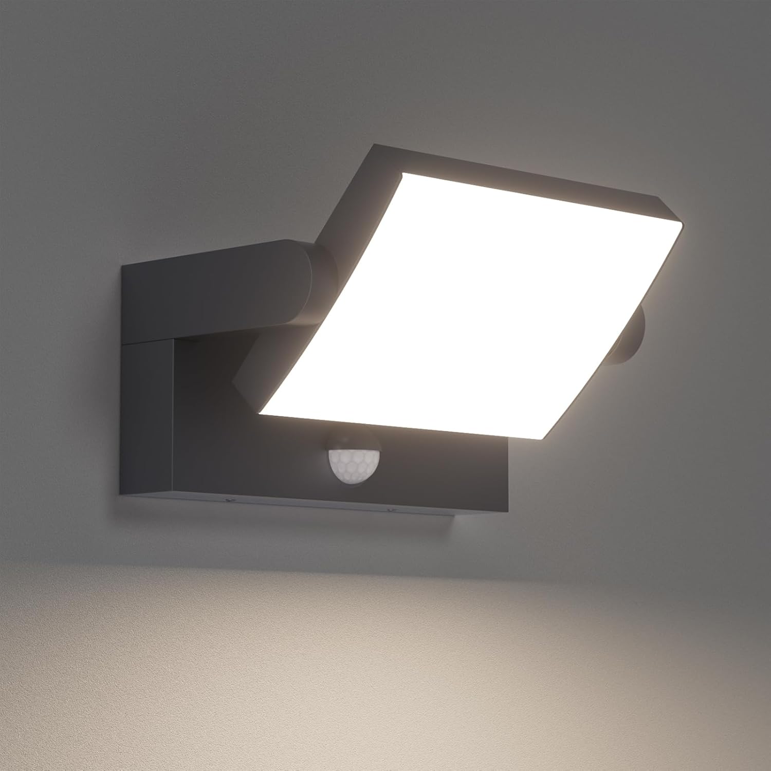 18w Außen-/innen-led-wandleuchte Mit Bewegungsmelder, Drehbare Led-panel-wandlampe, Moderne Außenbeleuchtung Ip65 Für Garteneingang, Anthrazit, Naturweiß 4000k