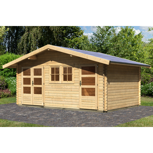 KARIBU Gartenhaus »Lagor 2«, Holz, BxHxT: 507 x 273 x 327 cm (Außenmaße inkl. Dachüberstand) - beige