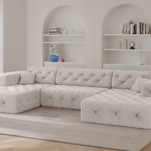 Wohnlandschaft Sofa U-form Chantal In Stoff Moly Creme