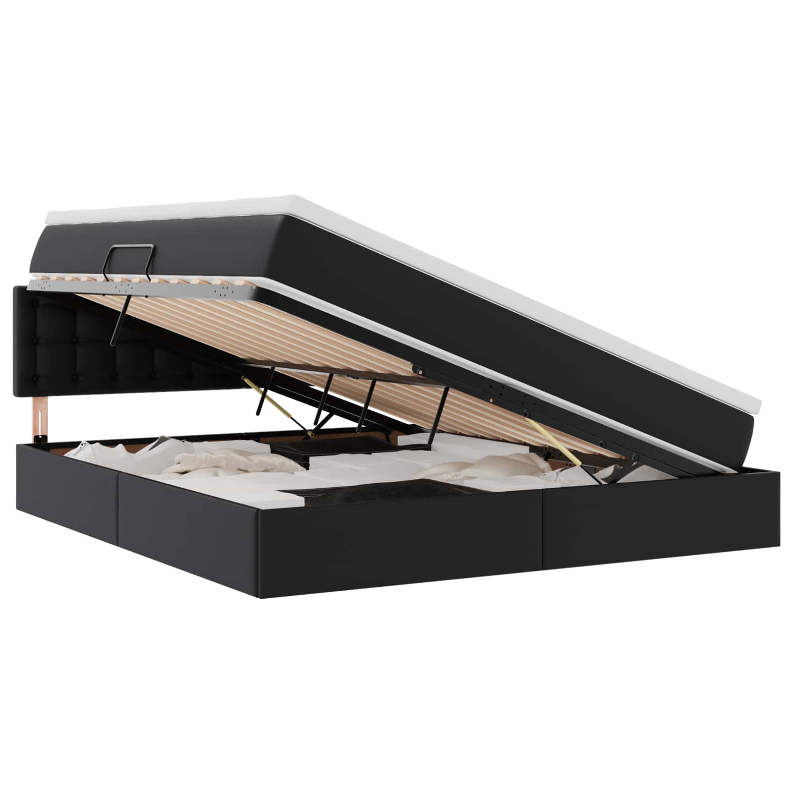 Bett Mit Stauraum Und Led Schwarz 160 X 200 Cm Kunstleder Vidaxl Bett Mit Stauraum Und Led Schwarz 160 X 200 Cm Kunstleder Vidaxl
