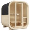 Wolff Finnhaus Sauna Iris 2015 - 42 mm Schwarz Ohne Ofen Thermoholz (braun) Bausatz zur Selbstmontage