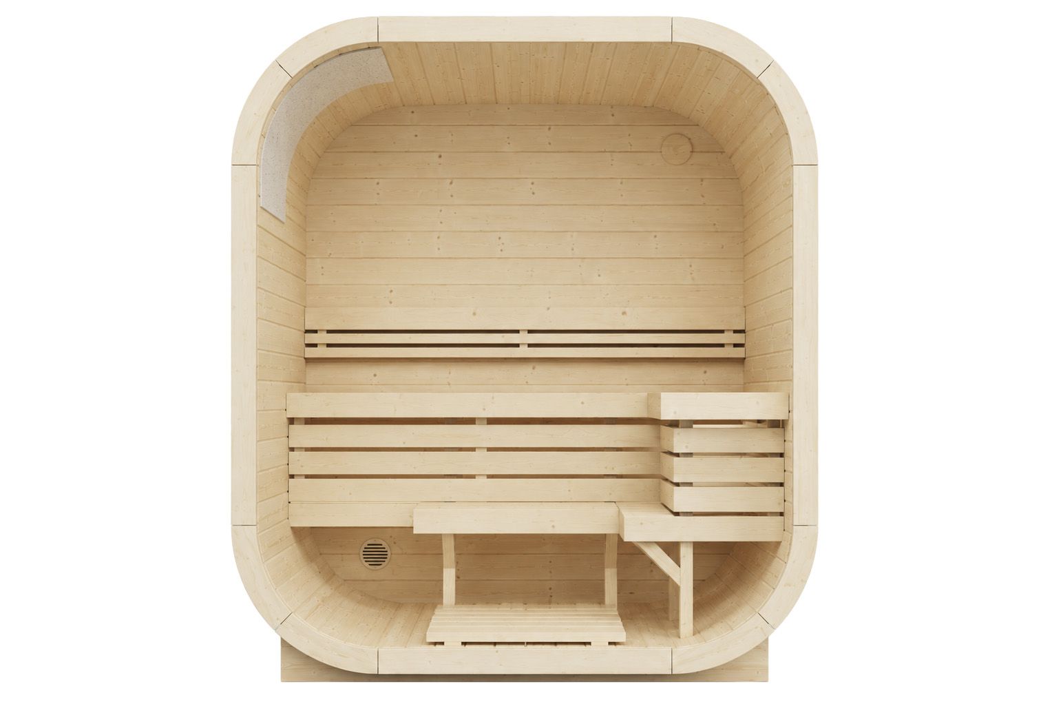 Wolff Finnhaus Sauna Iris 2015 - 42 mm Schwarz Ohne Ofen Thermoholz (braun) Bausatz zur Selbstmontage