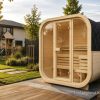 Wolff Finnhaus Sauna Iris 2015 - 42 mm Schwarz Ohne Ofen Thermoholz (braun) Bausatz zur Selbstmontage