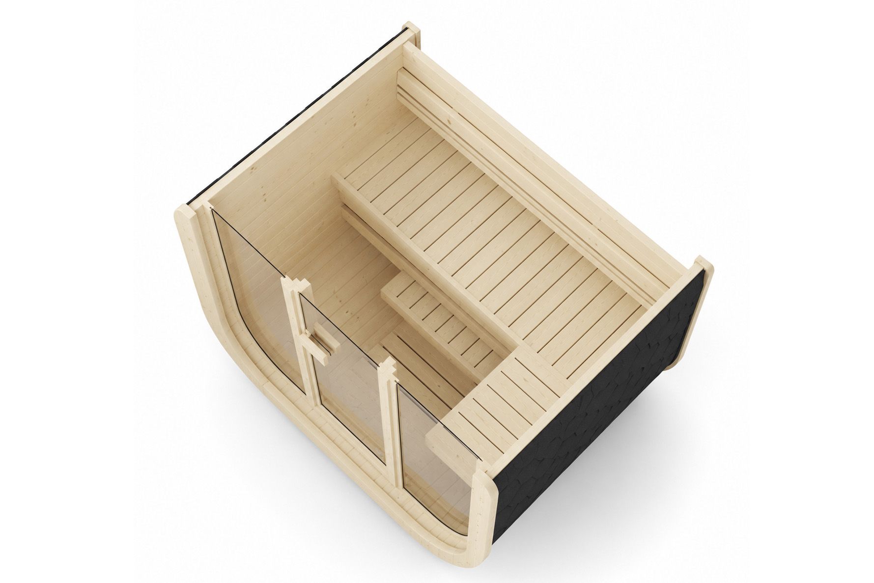 Wolff Finnhaus Sauna Iris 2015 - 42 mm Schwarz Ohne Ofen Thermoholz (braun) Bausatz zur Selbstmontage