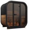 Wolff Finnhaus Sauna Iris 2015 - 42 mm Schwarz Ohne Ofen Thermoholz (braun) Bausatz zur Selbstmontage
