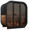 Wolff Finnhaus Sauna Iris 2015 - 42 mm Schwarz Ohne Ofen Thermoholz (braun) Bausatz zur Selbstmontage