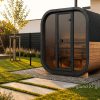 Wolff Finnhaus Sauna Iris 2015 - 42 mm Schwarz Ohne Ofen Thermoholz (braun) Bausatz zur Selbstmontage