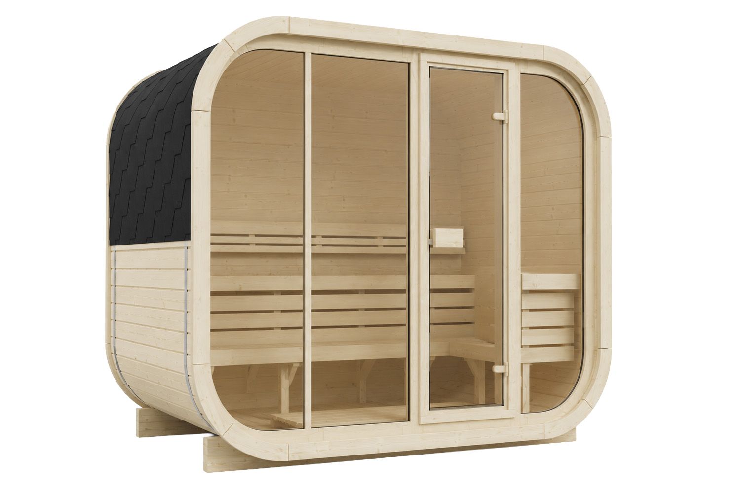 Wolff Finnhaus Sauna Asta 2715 - 42 mm Schwarz Ohne Ofen Thermoholz Bausatz zur Selbstmontage - Gallery 4 Wolff Finnhaus Sauna Asta 2715 - 42 mm Schwarz Ohne Ofen Thermoholz Bausatz zur Selbstmontage