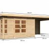 Gartenhaus KASTORF 7 28 mm 364 x 244 m Naturbelassen inkl. 320 m Anbaudach + Rückwand