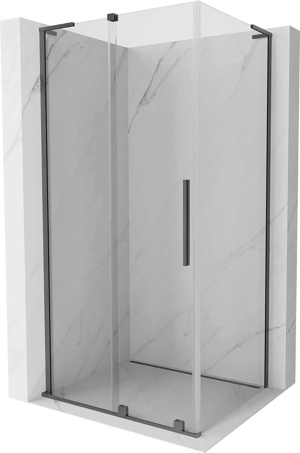 Velar L Duschkabine Schiebetür 100 X 70 Cm, Transparent, Gun Metal - 871-100-070-03-95 - Mexen