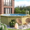 Achteck Pool X1 – 400 x 470 x 610 cm, Wandstärke 38 mm, kesseldruckimprägniert, ohne Filterpaket & Skimmer