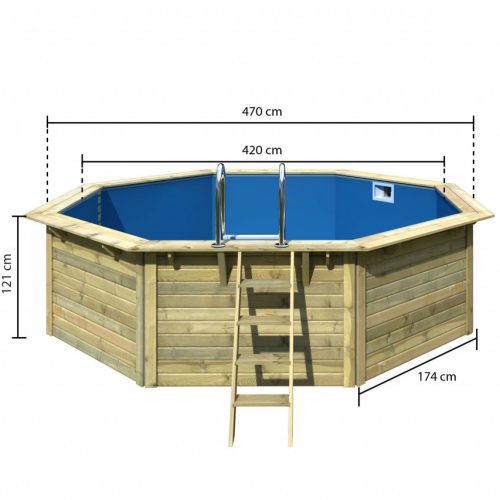 Achteck POOL X1 400 m 470 m 610 m 38 mm Kesseldruckimprägniert 470 x 470 m ohne Filterpaket und Skimmer Achteck Pool X1 – 400 x 470 x 610 cm, Wandstärke 38 mm, kesseldruckimprägniert, ohne Filterpaket & Skimmer