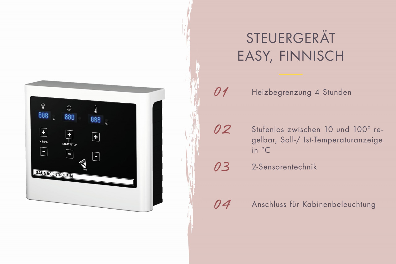 Sauna AIRI 196 x 196 m 9.0 kW Ofen inkl. Steuergerät ohne Dachkranz