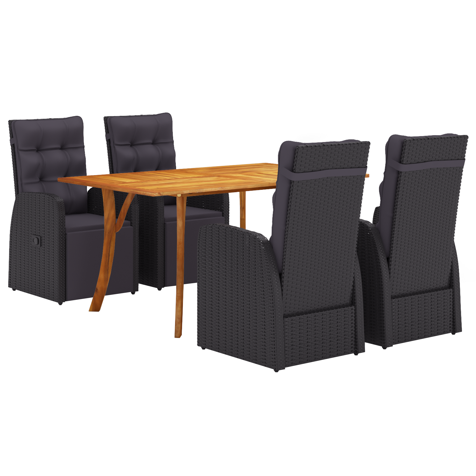 5-teiliges Garten-esszimmer-set Mit Kissen In Schwarz Aus Polyester-rattan Vidaxl