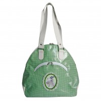 Blümchen & Ko Handtasche Ziege grün-weisses Design