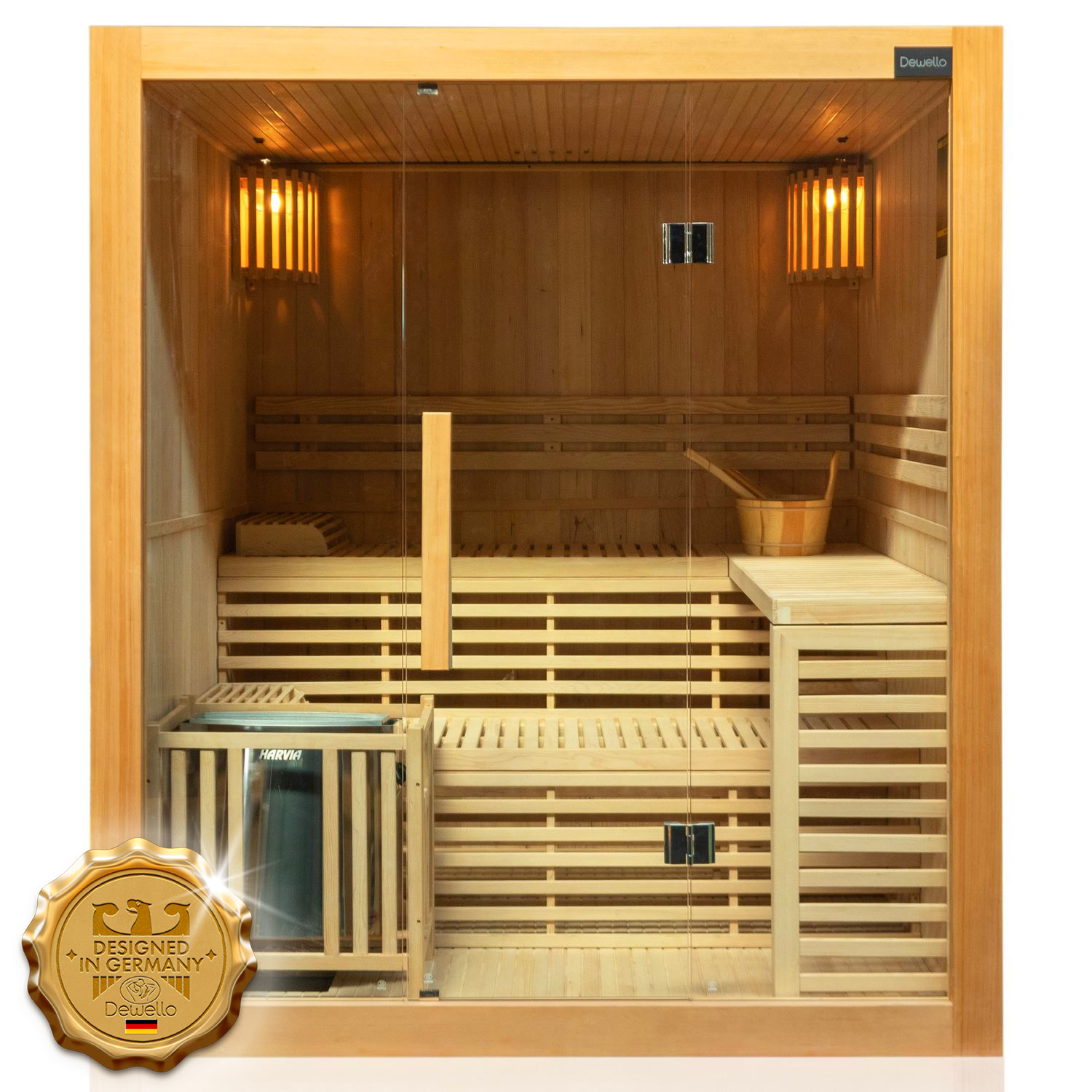 Dewello Finnische Traditionelle Sauna SARNIA 180cm x 140cm inkl. 6 KW Harvia Ofen, inkl. komplettem Zubehör Dewello Finnische Traditionelle Sauna SARNIA 180cm x 140cm inkl. 6 KW Harvia Ofen, inkl. komplettem Zubehör
