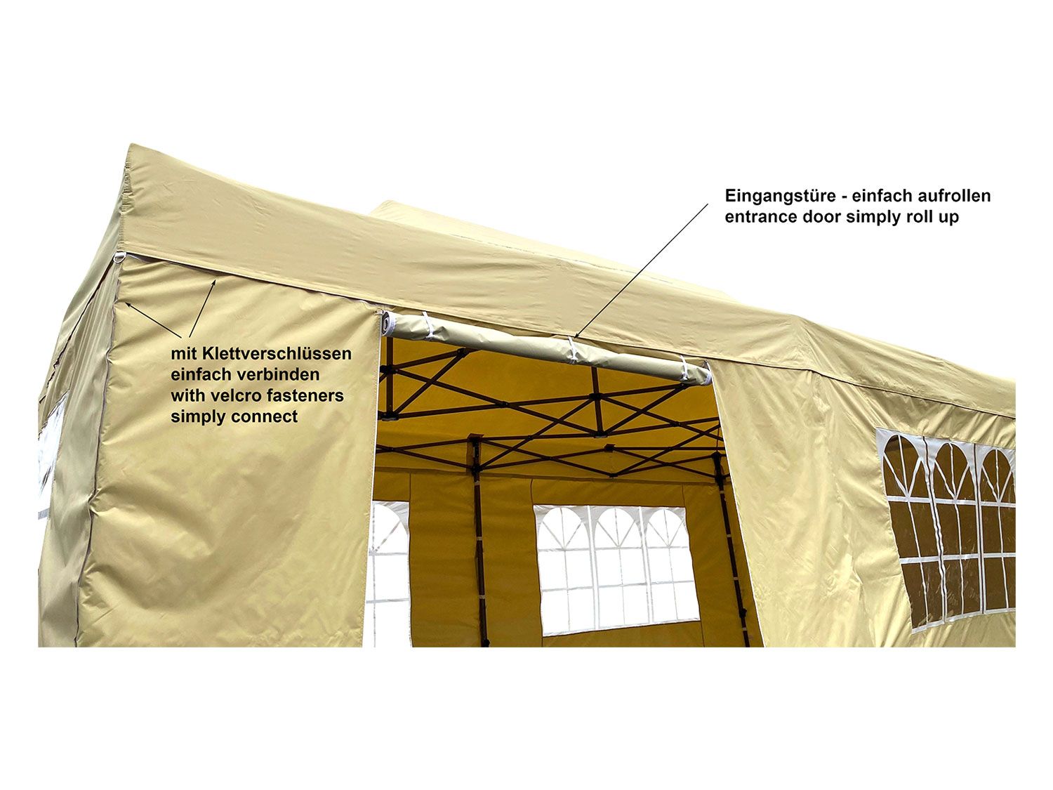 GRASEKAMP Faltpavillon Premium Line (3x6m + Seitenteile, Beige)