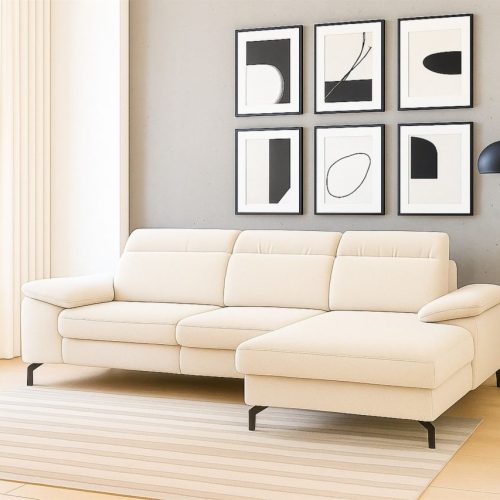 Ecksofa Mit Schlaffunktion Sofa Margit In Stoff Alfa Creme Ottomane Rechts