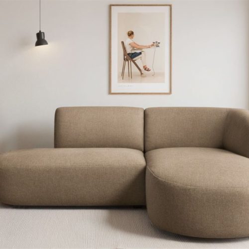 Ecksofa Designersofa Babette In Stoff Lins Hellbraun Ottomane Rechts