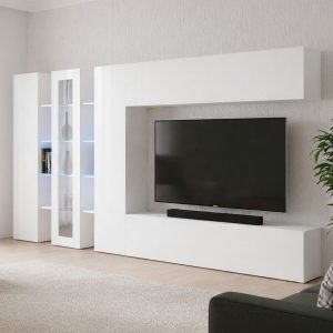 Wohnwand Ivano, 20 Regale, 30x320x180h Cm Weiß Wohnwand Ivano, 20 Regale, 30x320x180h Cm Weiß