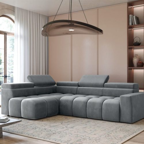 Fun Moebel - Ecksofa Designersofa Darcy In Stoff Salvador Grau Ottomane Links