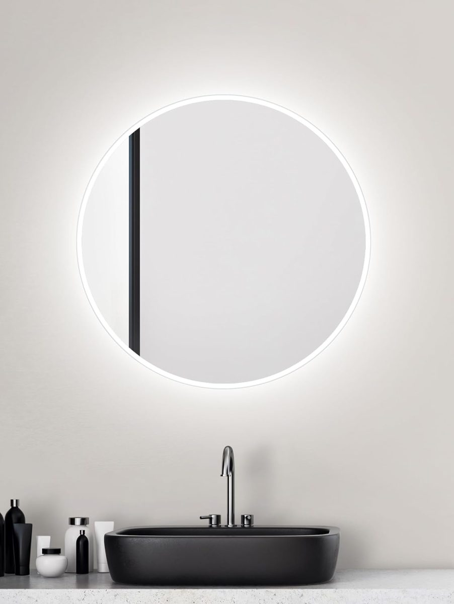 Runder Led-badezimmerspiegel – Durchmesser: 60 Cm – Wandspiegel Mit Beleuchtung – Dank Aluminiumgehäuse Für Feuchträume Geeignet – Lichtfarbe: Neutralweiß