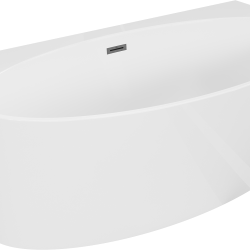 Bruna Freistehende Anliegende Badewanne 170 X 88 Cm, Weiß Glänzend, Überlauf Gun Metal - 52731708800-95 - Mexen