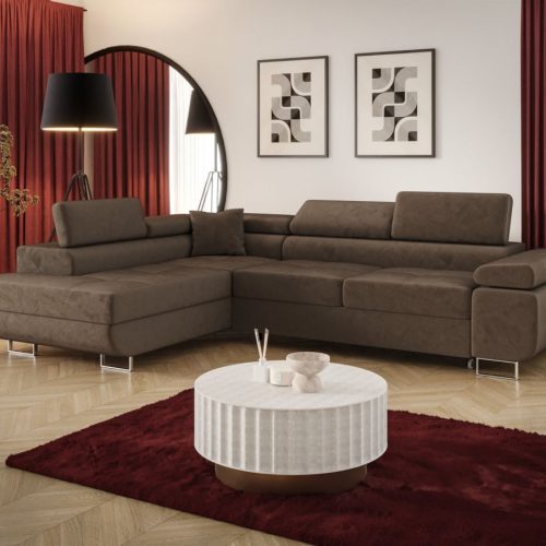 Ecksofa Schlafsofa Sofa Monaro Stoff Monolith Braun Ottomane Links