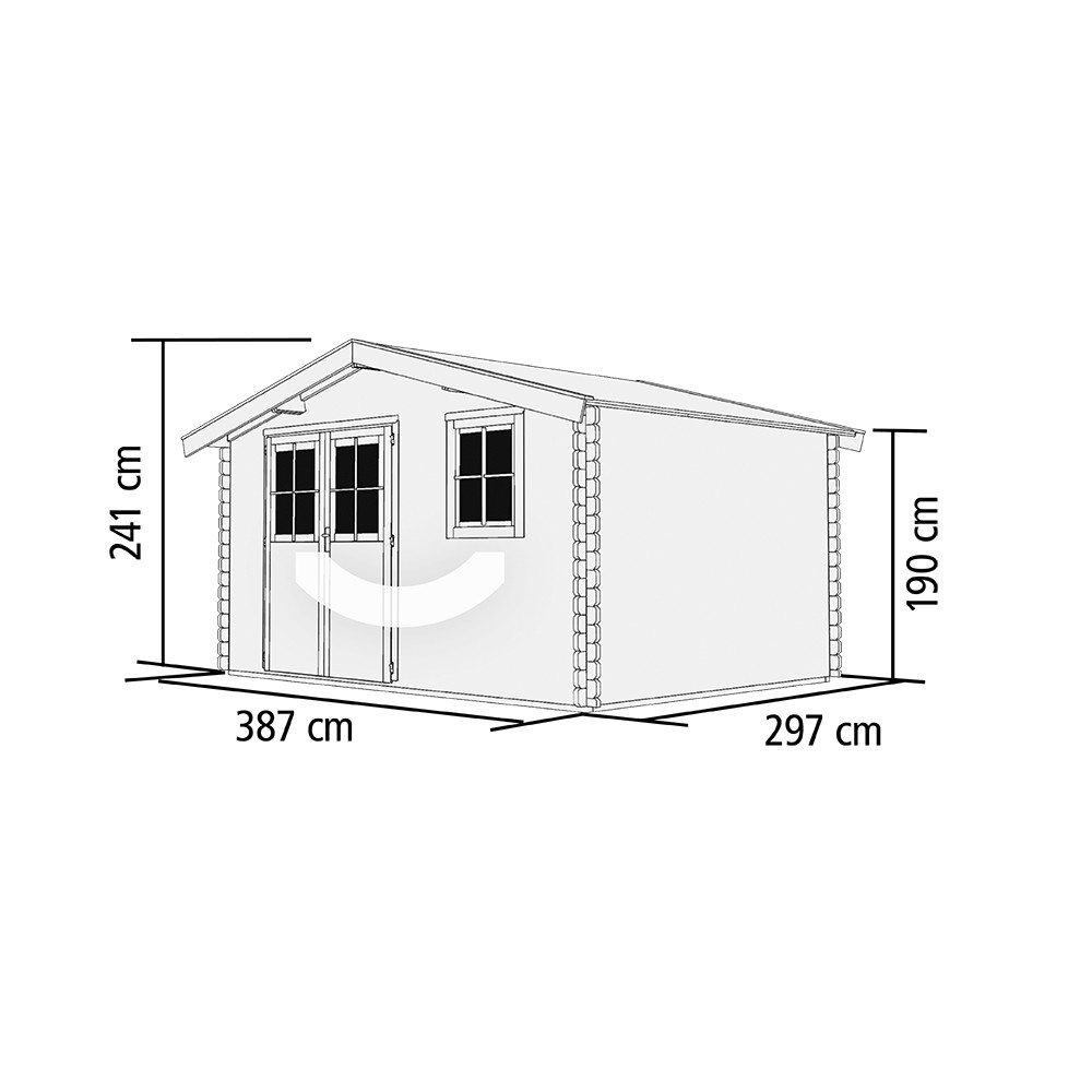 Gartenhaus Holz FELSENAU 5 387 x 297 m 38 mm Blockbohlenhaus