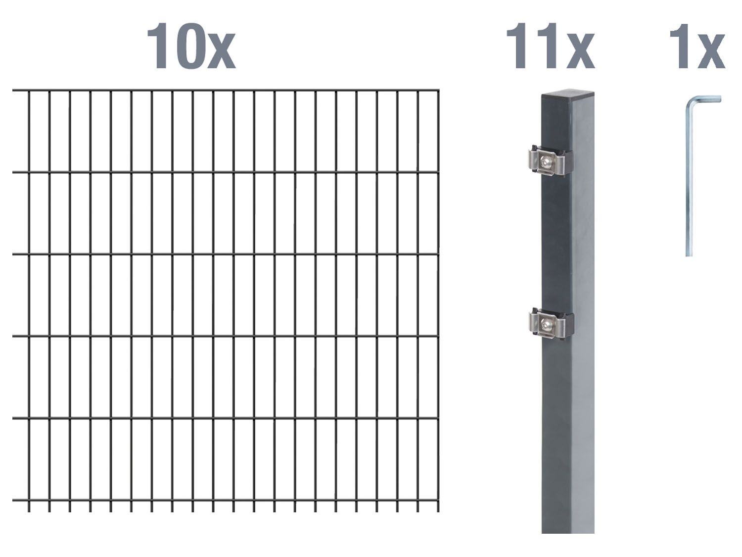 ALBERTS Doppelstabmattenzaun-Grundset (Anthrazit, Zaunl. 20 m, Mattenh. 1600mm) ALBERTS Doppelstabmattenzaun-Grundset (Anthrazit, Zaunl. 20 m, Mattenh. 1600mm)