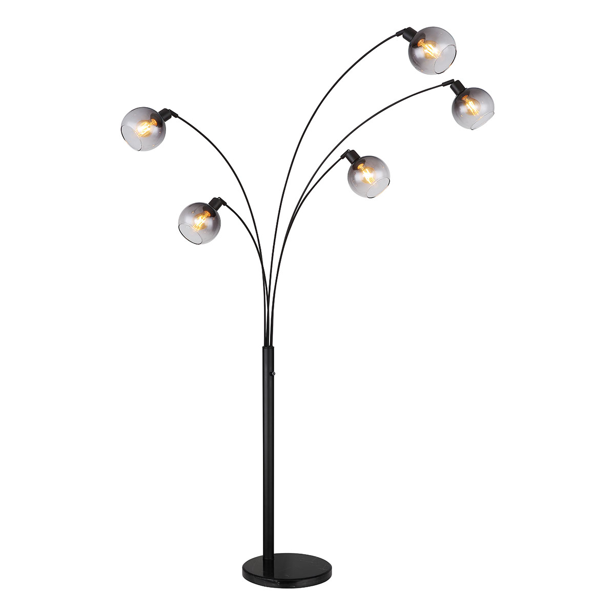 Stehlampe – Seymour – Schwarz – Metall – Bogenlampe – E27 – Globo