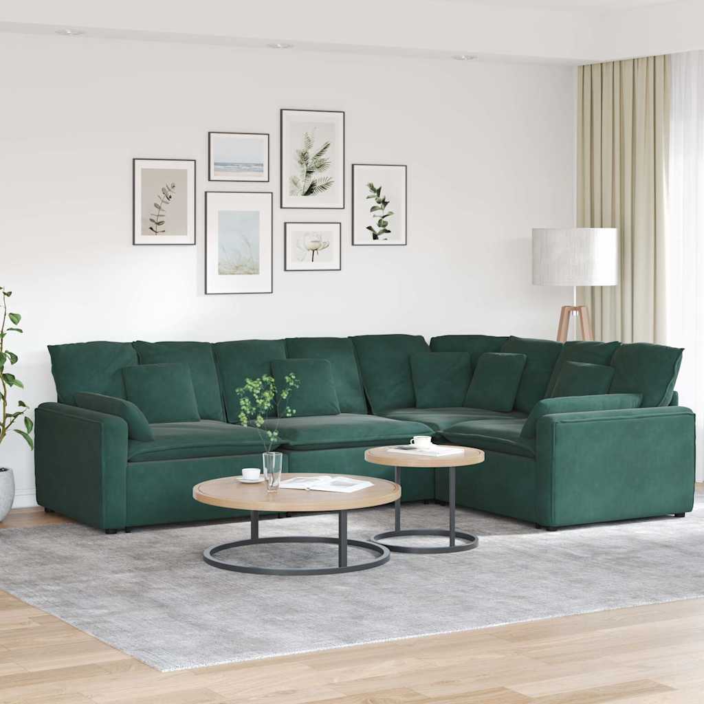 Modulares Sofa Mit Kissen Samt Dunkelgrün - Vidaxl