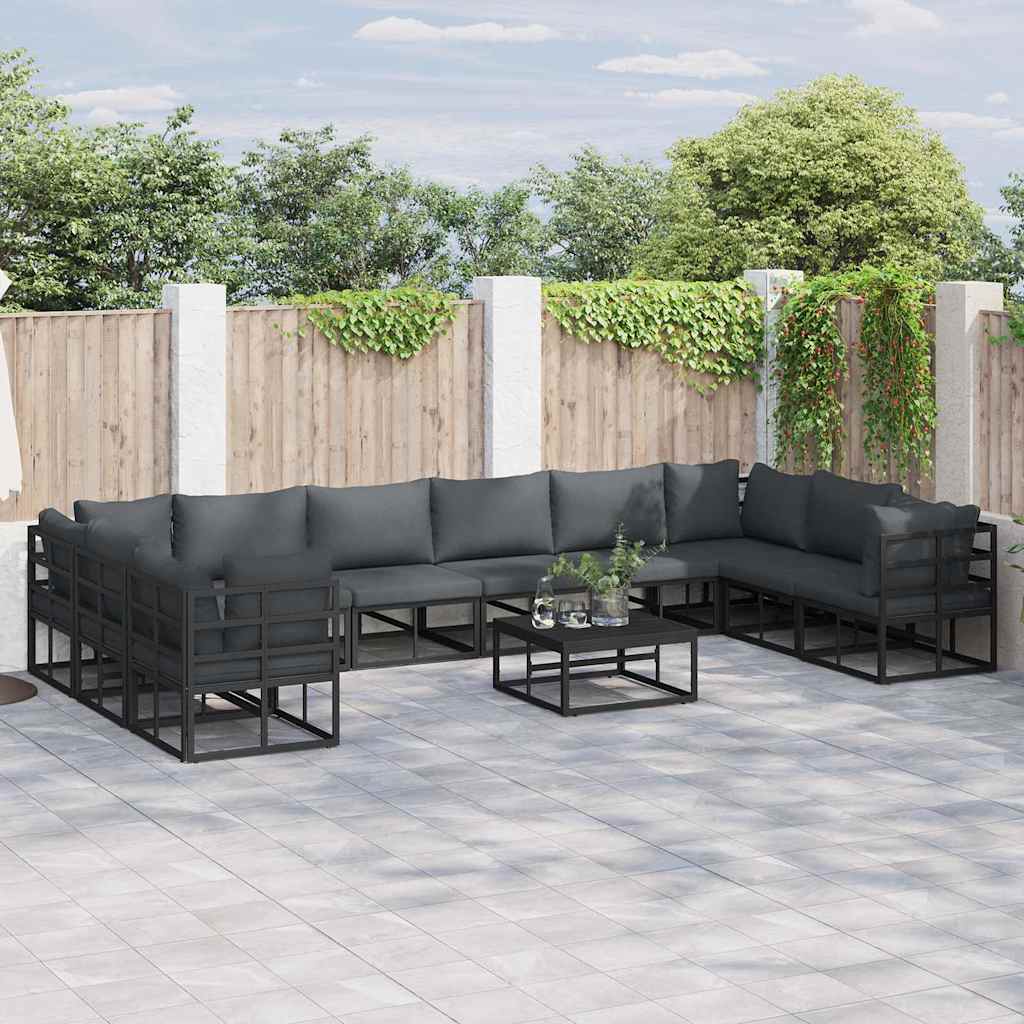 Garten-sofa-set Mit Kissen 10 Pcs Schwarz Aluminium Vidaxl Garten-sofa-set Mit Kissen 10 Pcs Schwarz Aluminium Vidaxl