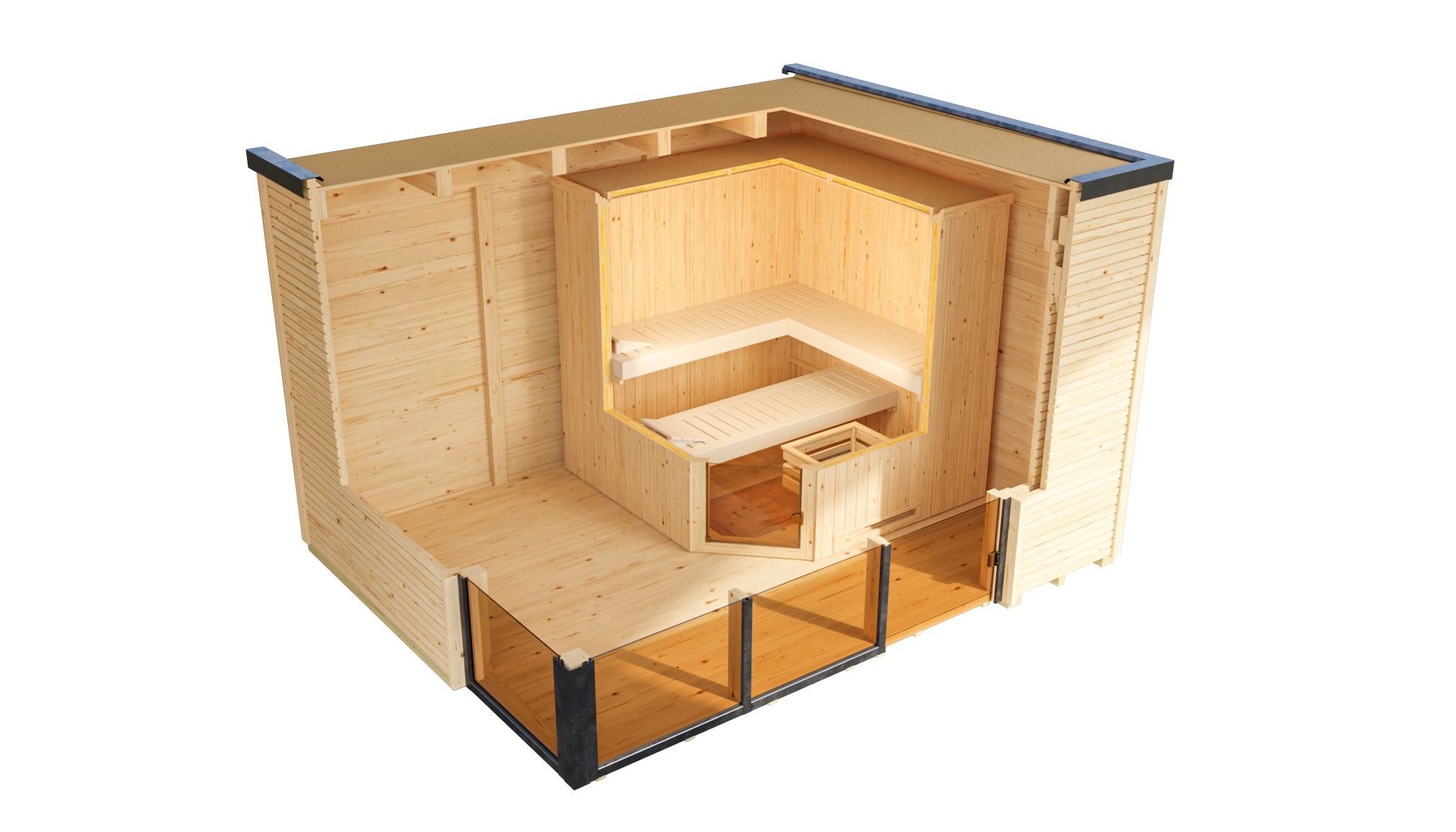 Weka Design-Saunahaus Cubilis inkl. Elementsauna 45/68 mm 7,5 kW Bio-Kombiofen BioS inkl. Steuerung - Gallery 3 Weka Design-Saunahaus Cubilis inkl. Elementsauna 45/68 mm 7,5 kW Bio-Kombiofen BioS inkl. Steuerung