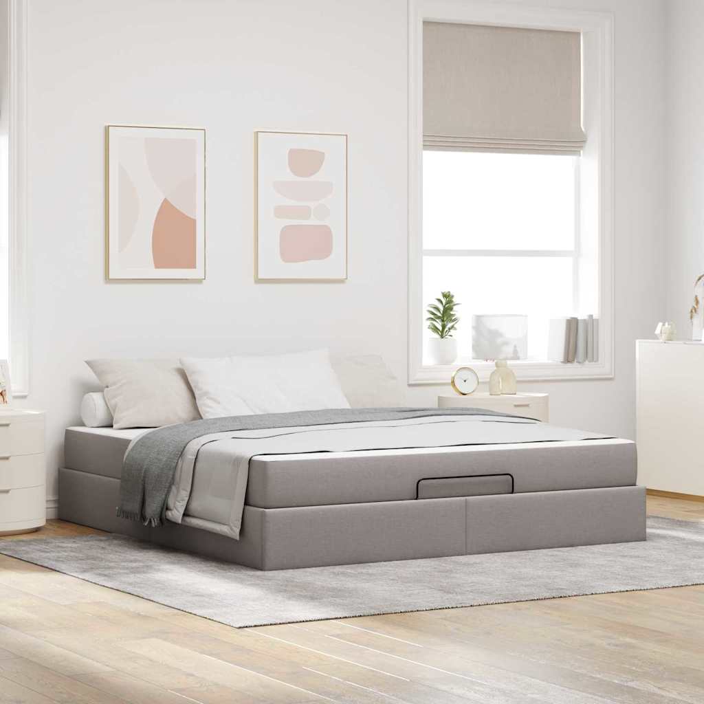 Bettgestell Mit Speicher Taupe 180 X 200 Cm Stoff Vidaxl Bettgestell Mit Speicher Taupe 180 X 200 Cm Stoff Vidaxl