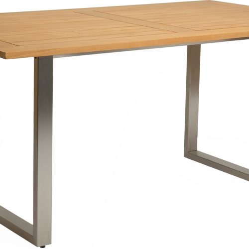 Stern Kufentisch 180 x 100 cm Edelstahl Teakholz