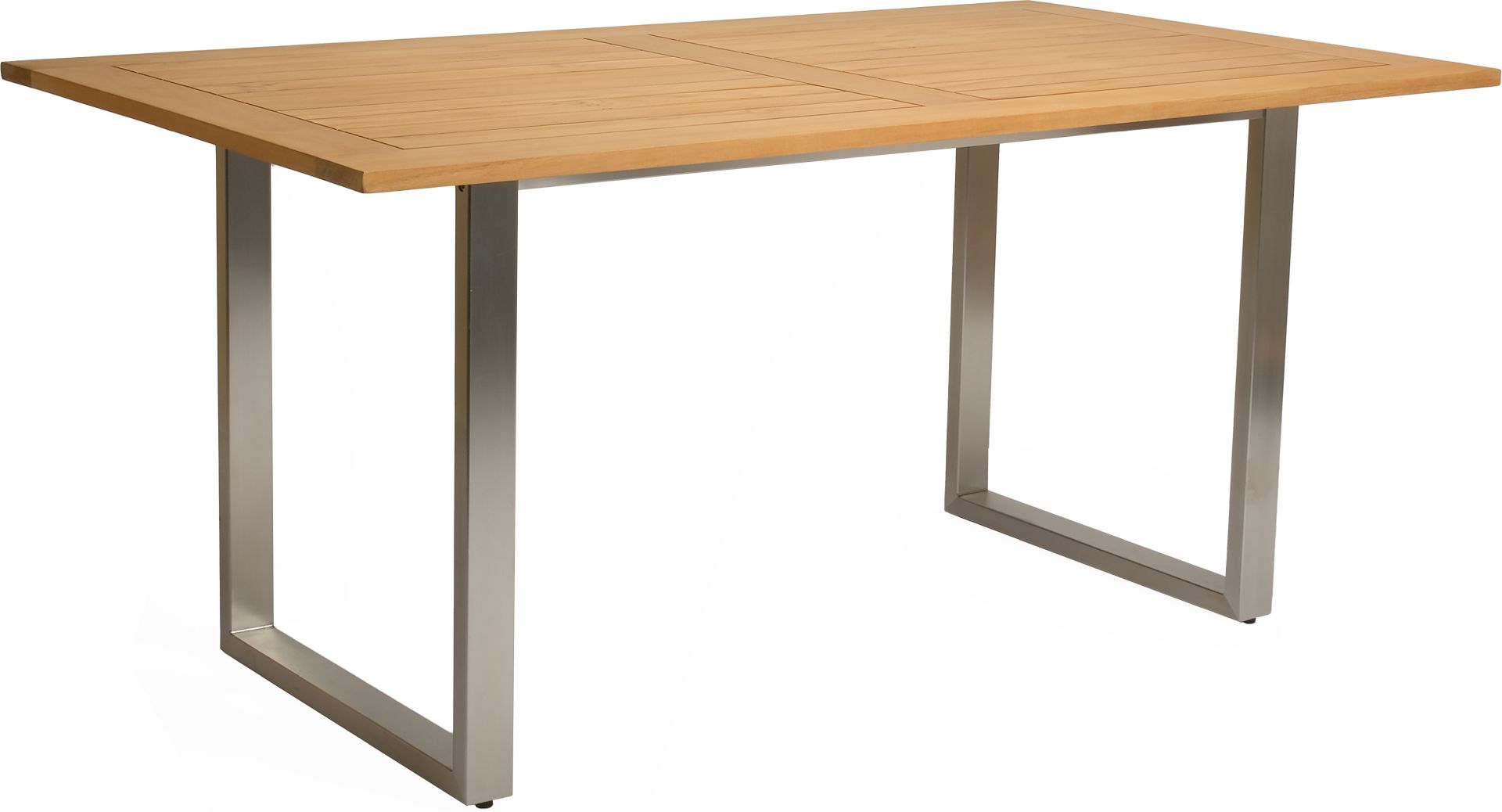 Stern Kufentisch 180 x 100 cm Edelstahl Teakholz