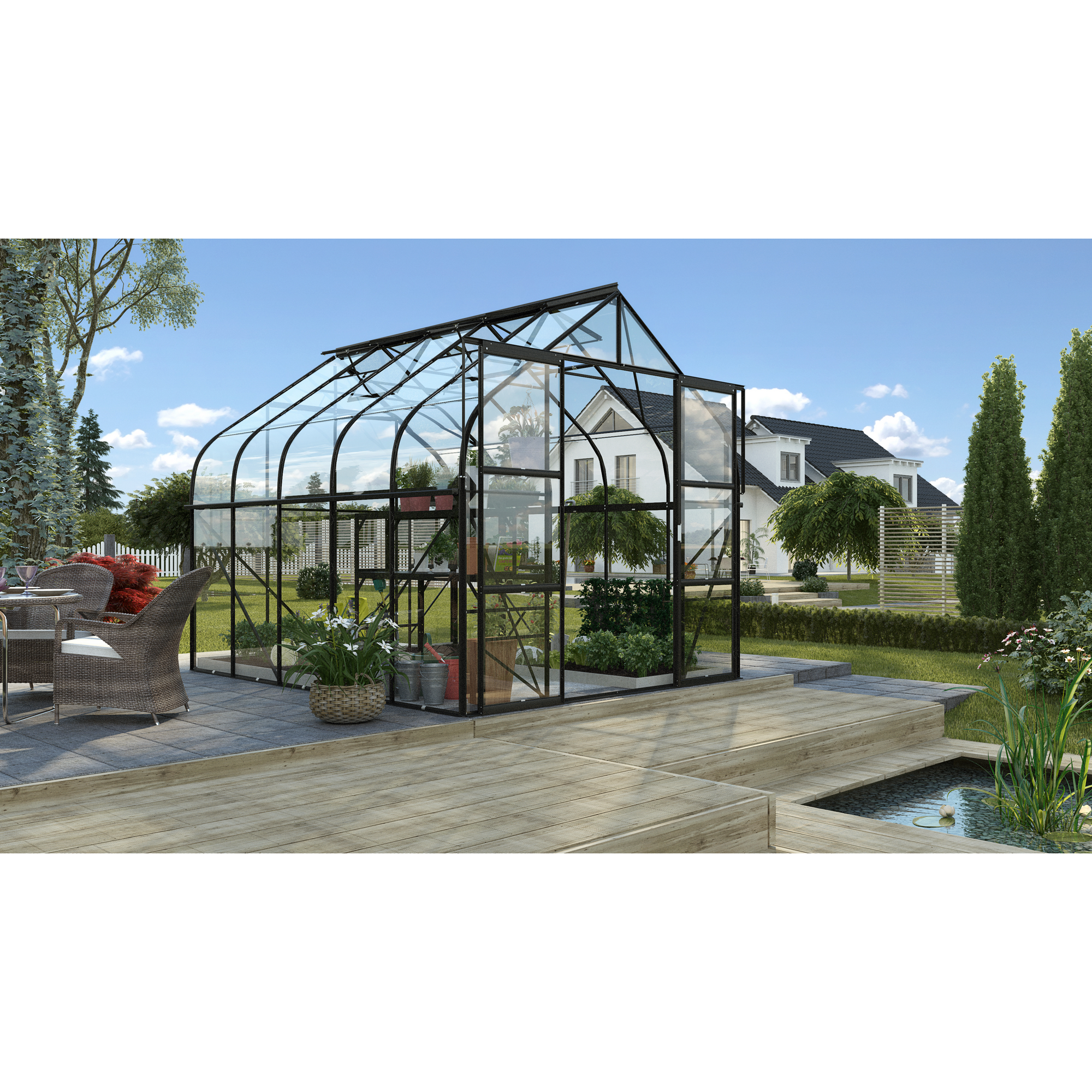 Vitavia Gewächshaus 'Diana 8300' 254,4 x 316,6 cm mit 3 mm Sicherheitsglas schwarz