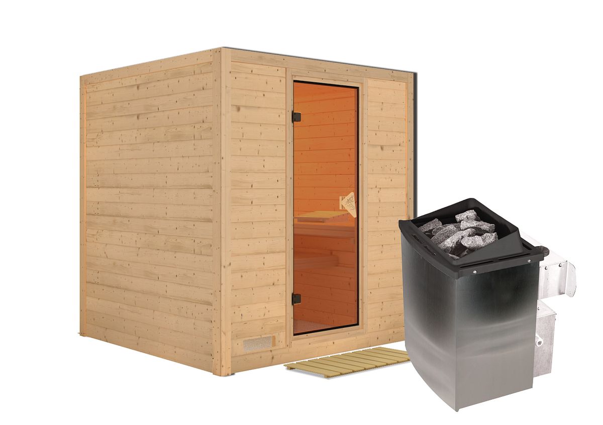 Karibu Sauna Mojave-9 kW Ofen-Steuerung-Ohne Dachkranz Karibu Sauna Mojave-9 kW Ofen-Steuerung-Ohne Dachkranz