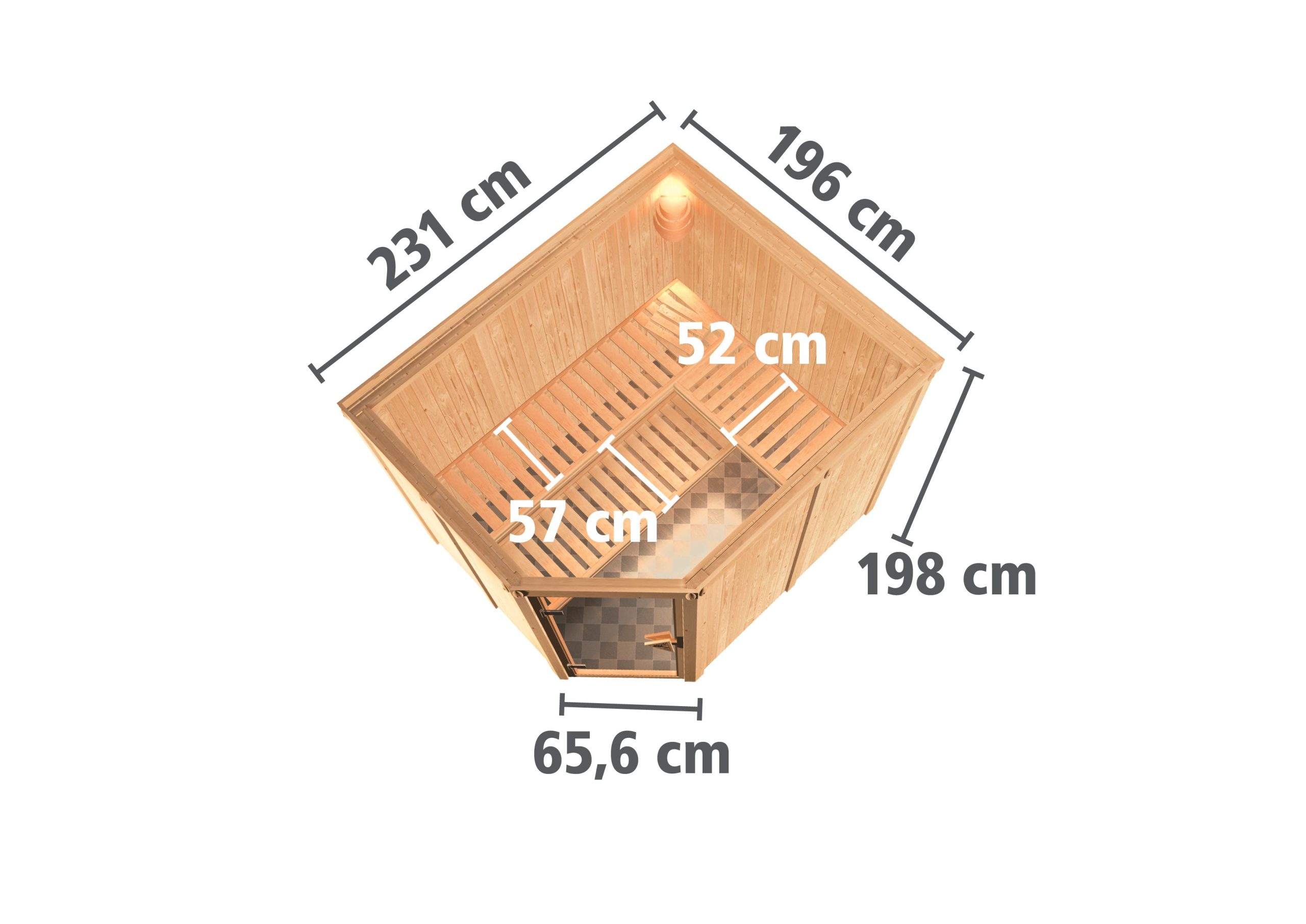 Karibu Sauna Malin-9 kW Ofen int.Steuerung-Inkl.Dachkranz