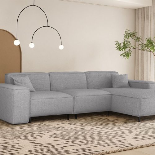 Ecksofa Designersofa Gloria In Stoff Artico Hellgrau Ottomane Rechts