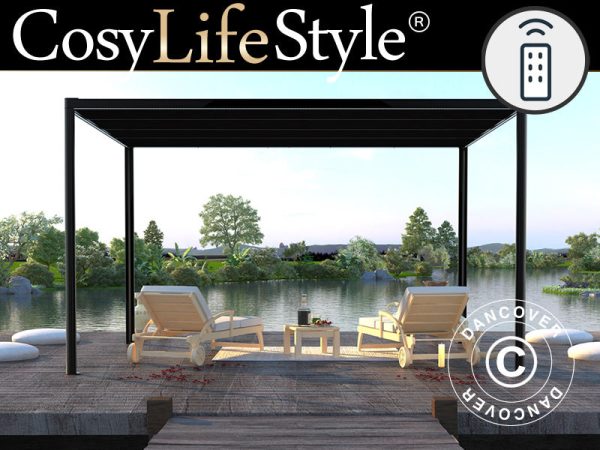 Pergola Pavillon San Fernando, 4x3m, Schwarz/dunkelgrau – Dancover